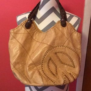 The Sak Peace Sign Tan Hobo Bag